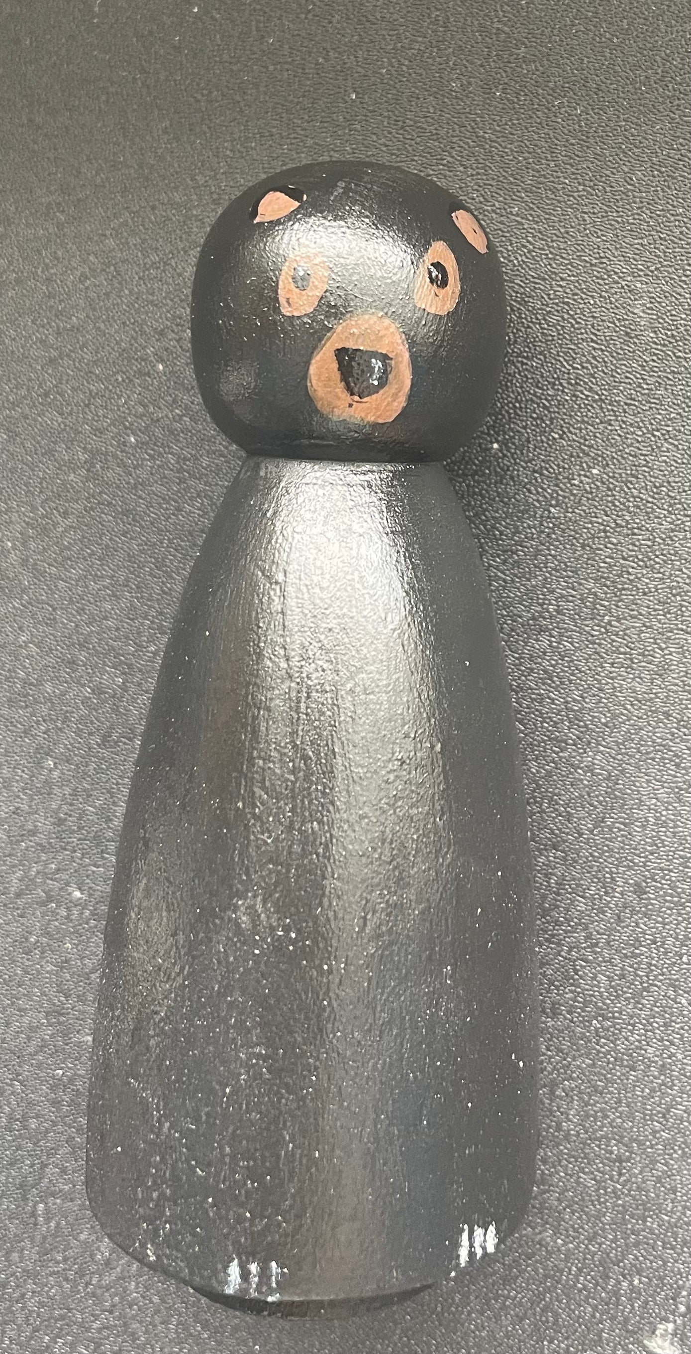 3.5” Black Bear Peg Doll