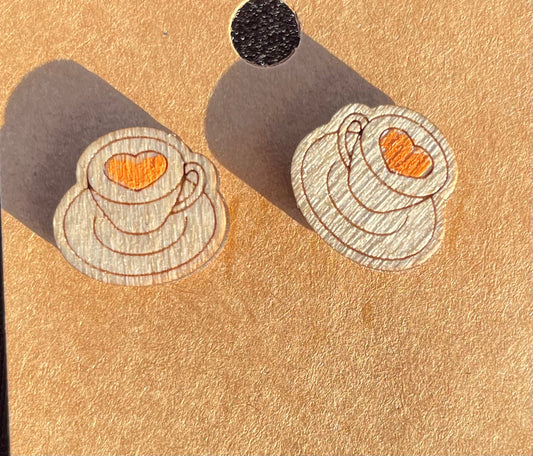 Pumpkin Coffee Stud Earrings