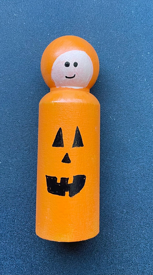 3.5” Kid Jackolantern Peg Doll