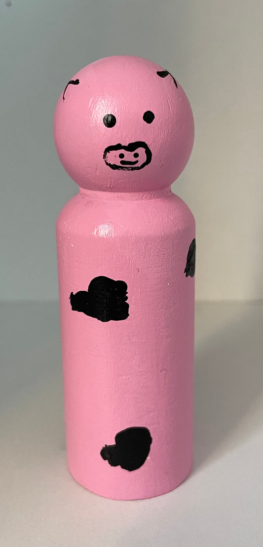 3.5” Pink Cow Peg Doll