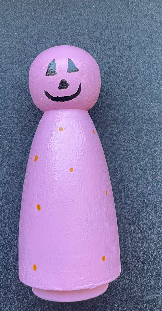 3.5” Pink Jackolantern Peg Doll