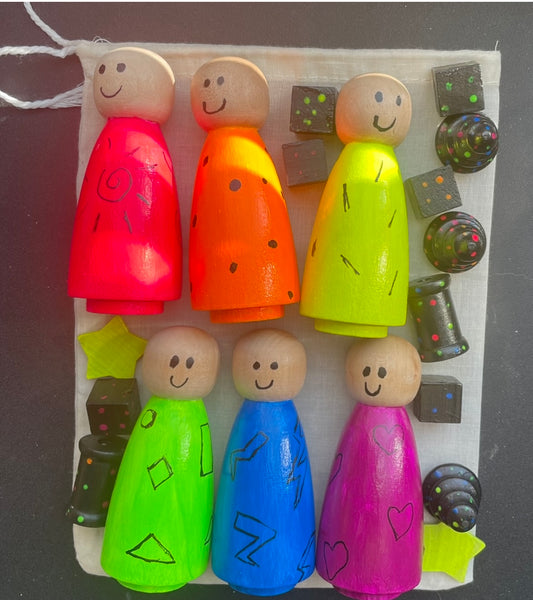 Neon Peg Doll Set