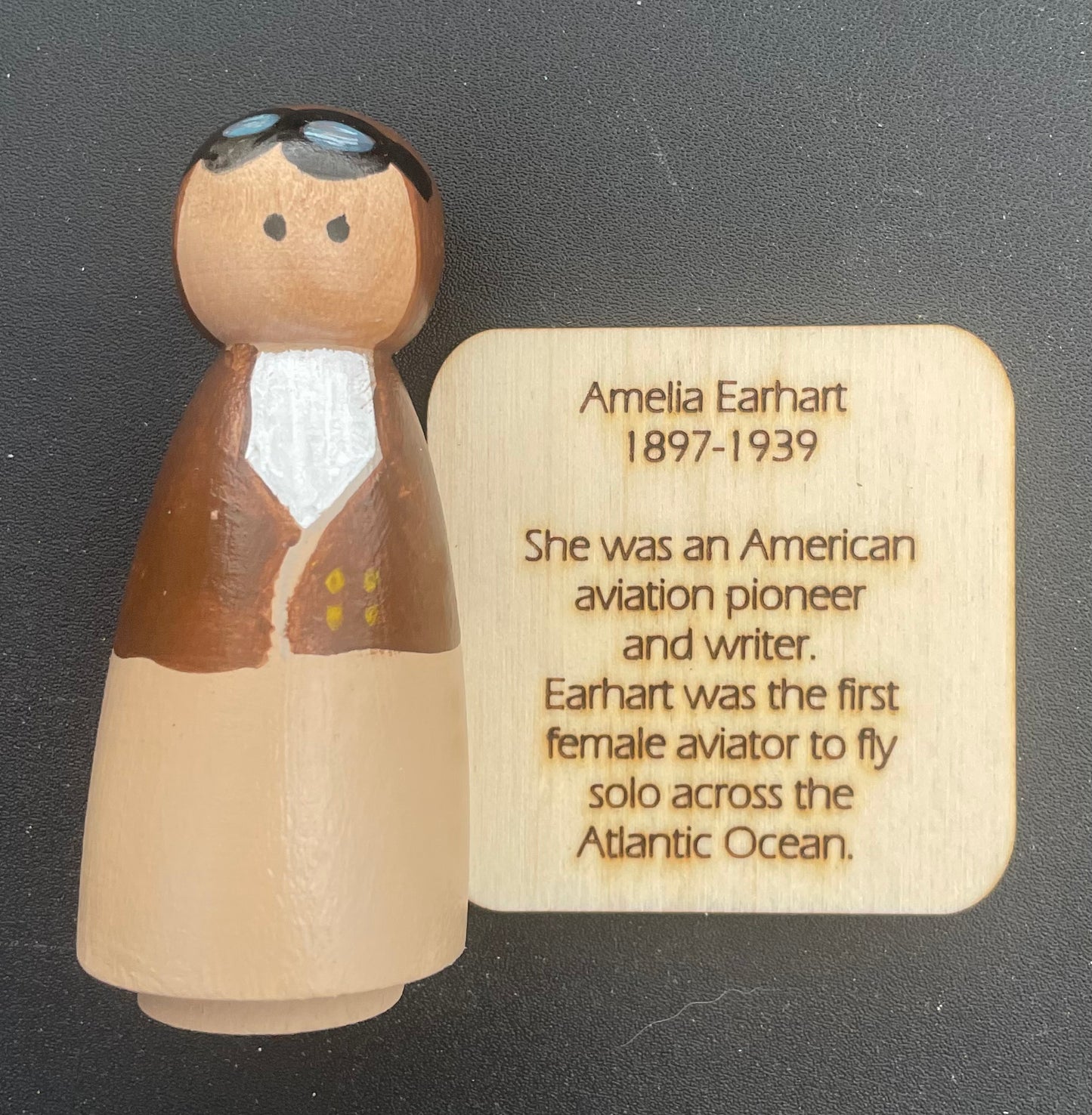 3.5” Amelia Earhart Peg Doll