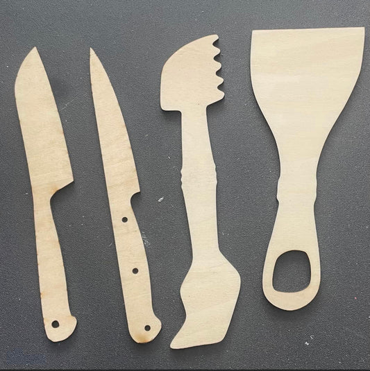 Wood Playdough Tools