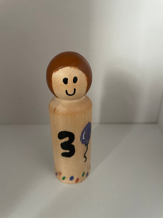 3.5” Personalized Birthday Peg Doll